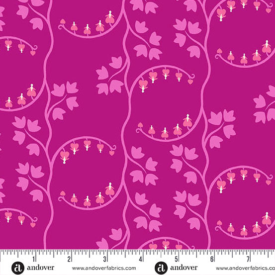 Heart Nouveau A-1312-P Bleeding Heart Grape Eye Candy Quilts Andover Half Yard