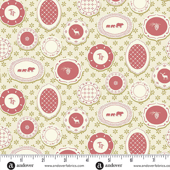 A Woodsy Cottage A-1363-G Plate Wall Pale Green Judy Jarvi Andover 15 Yard Bolt
