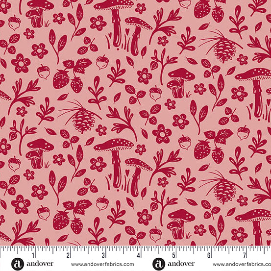 A Woodsy Cottage Rose Pink Woodsy Path Judy Jarvi Andover A-1364-E By the Half Yard