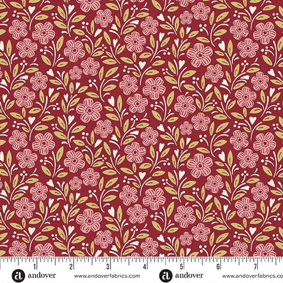 AMARANTH COTTAGE GARDEN A WOODSY COTTAGE JUDY JARVI ANDOVER FABRICS A1365R HALF YARD
