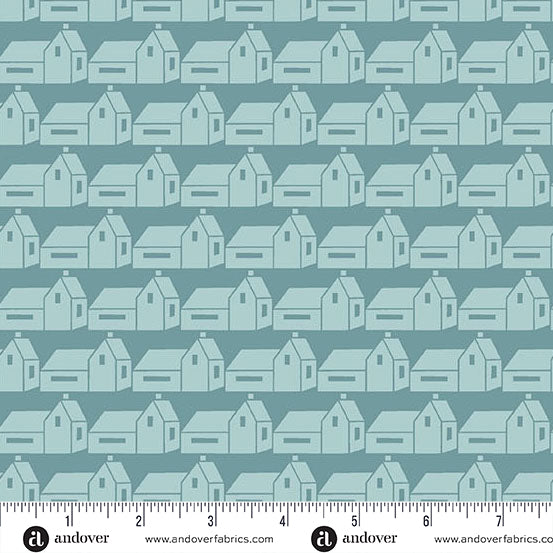 Memories Unfold Rockport Teal Stephanie Organes Andover A-1429-T By the Half Yard