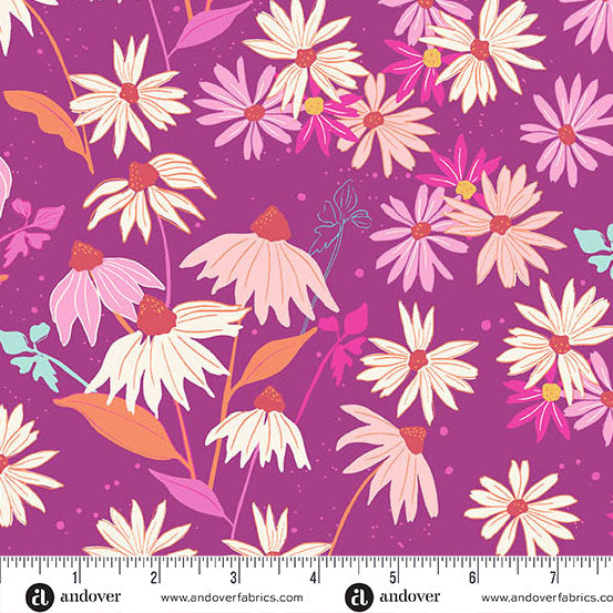 Petals and Stitches Fandango Echinacea Andover A-1566-P Half Yard
