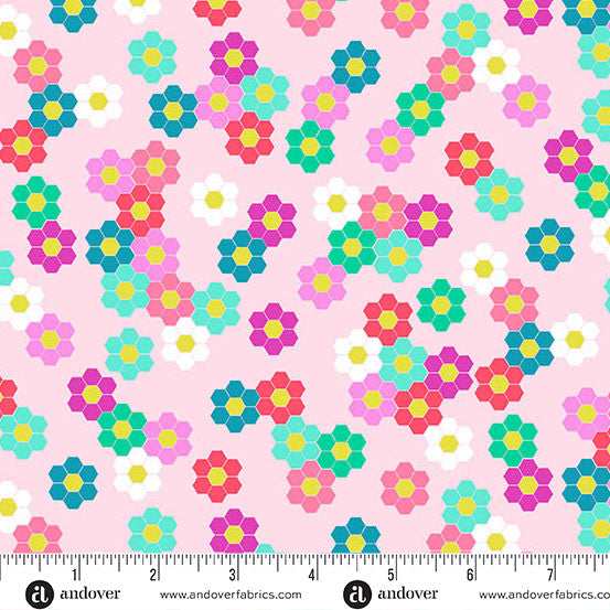 Color Pop Playground Hexie Garden Petal KP Creates Andover Fabrics A-1692-E Half Yard