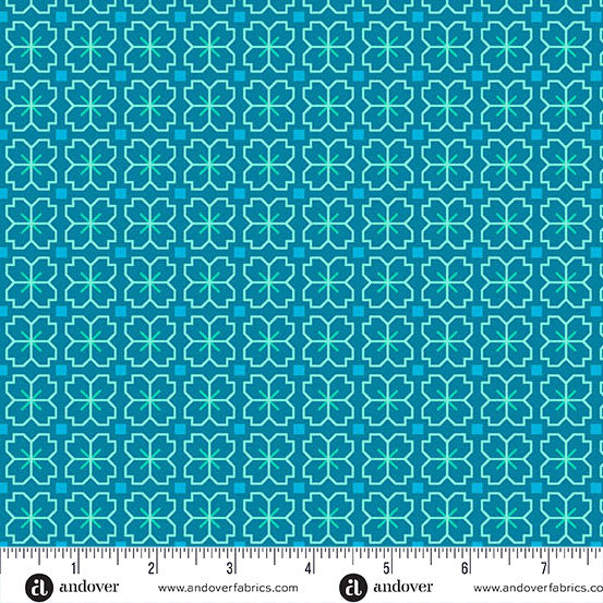 Color Pop Playground Pixel Petals Reef KP Creates Andover A-1696-T Half Yard
