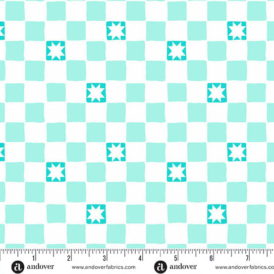Color Pop Playground Twinkle Tiles Aqua KP Creates Andover A-1699-L Half Yard