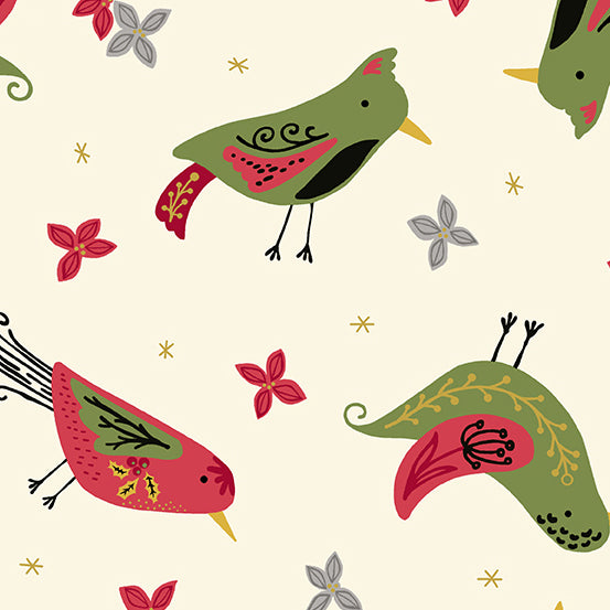 DAYLIGHT FLOCK BIRD HUMBUG BY ANDOVER FABRICS A171ML 1 YARD