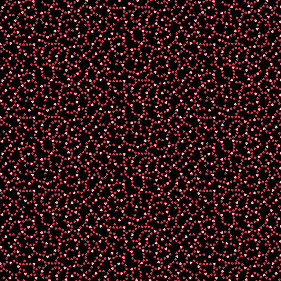 Be Mine A-403-K Heart Tracks Black Andover Half Yard