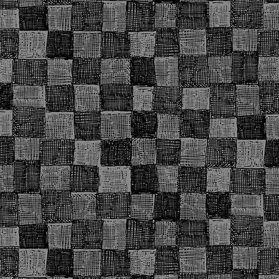Frond A-485-K Check Black Andover Half Yard