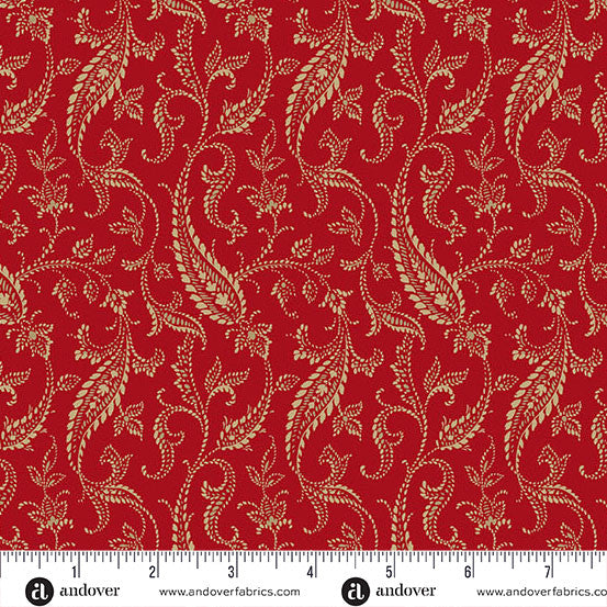 Bridgeport A-5601-R Paisley Vines Red Jo Morton Andover 14 Yard Bolt