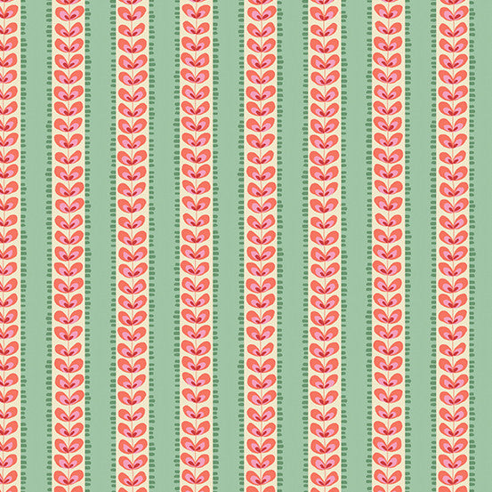 Poppies Poppies Furrows Green Andover A-755-G Half Yard