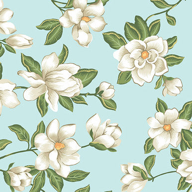 LARGE MAGNOLIA LIGHT BLUE MAGNOLIA ANDOVER FABRICS A-854-LB HALF YARD