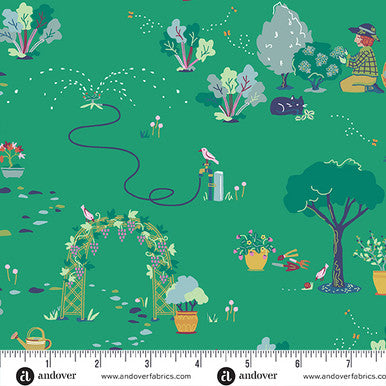 Nora's Garden A-904-G Evergreen Shauna Doris Andover 15 Yard Bolt