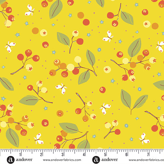 NORAS GARDEN BLUEBERRY SKIES SUNSHINE SHAUNA DORIS ANDOVER FABRICS A-905-Y HALF YARD