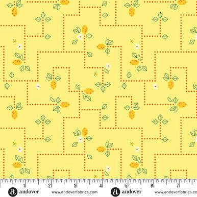 Nora's Garden Sour Patch Lemonade Shauna Doris Andover Fabrics A-907-Y Half Yard