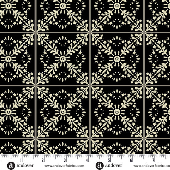 Ciao Bella Tiles Black Eye Candy Quilts Andover A-945-K Half Yard