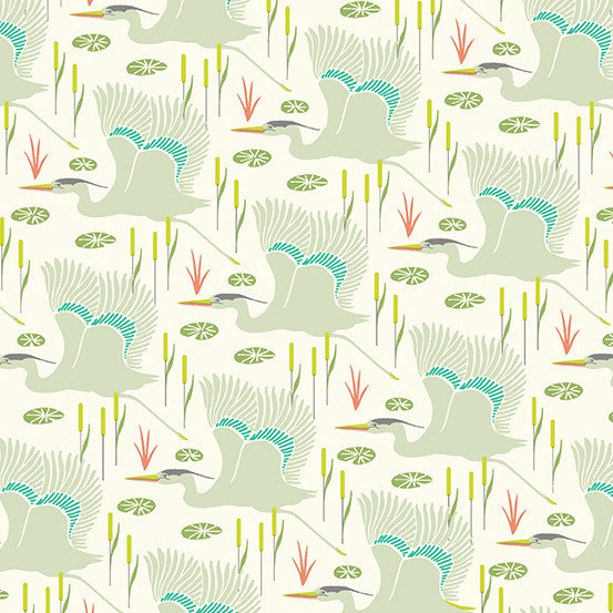 Flora and Fauna A-9996-L Wetlands Fog Patty Sloniger Andover Half Yard