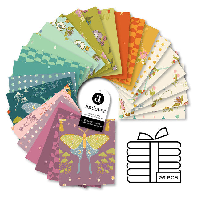 CELESTIAL GARDEN 22 X 18 FQ BUNDLES - 26 CUTS ALEXANDRA BORDALLO ANDOVER FABRICS FQ-CELESTIAL-X BUNDLE