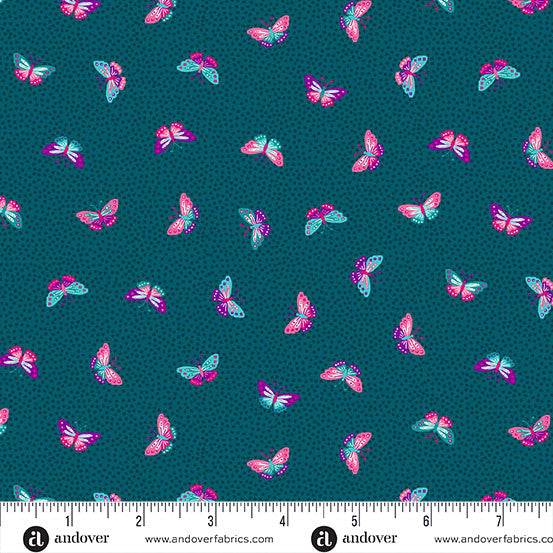 Tropica MU-149-B Butterflies Blue Makower UK Andover 15 Yard Bolt