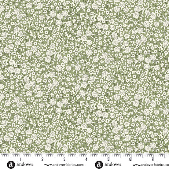 Petite Fleur MU-182-G Blossom Green Andover Half Yard