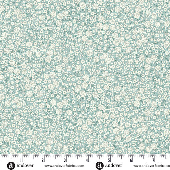Petite Fleur MU-182-T Blossom Teal Andover Half Yard