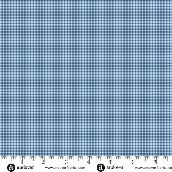 Petite Fleur MU-188-B Gingham Blue Andover Half Yard