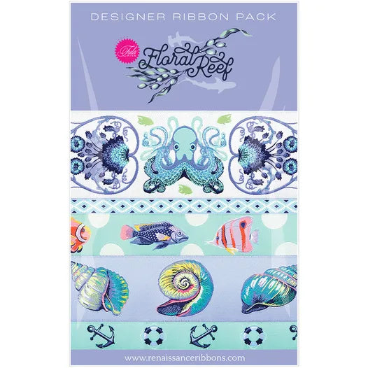 Tula Pink Floral Reef Marine Designer Ribbon Pack Renaissance Ribbons #DP-186