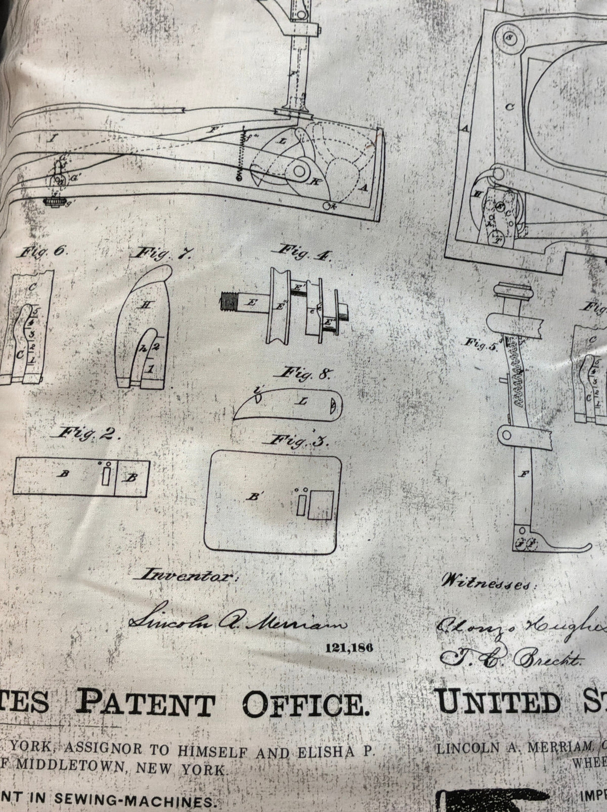 Sew Journal Sewing Machine Patent White C13877-WHITE J. Wecker Frisch Riley Blake Half Yard