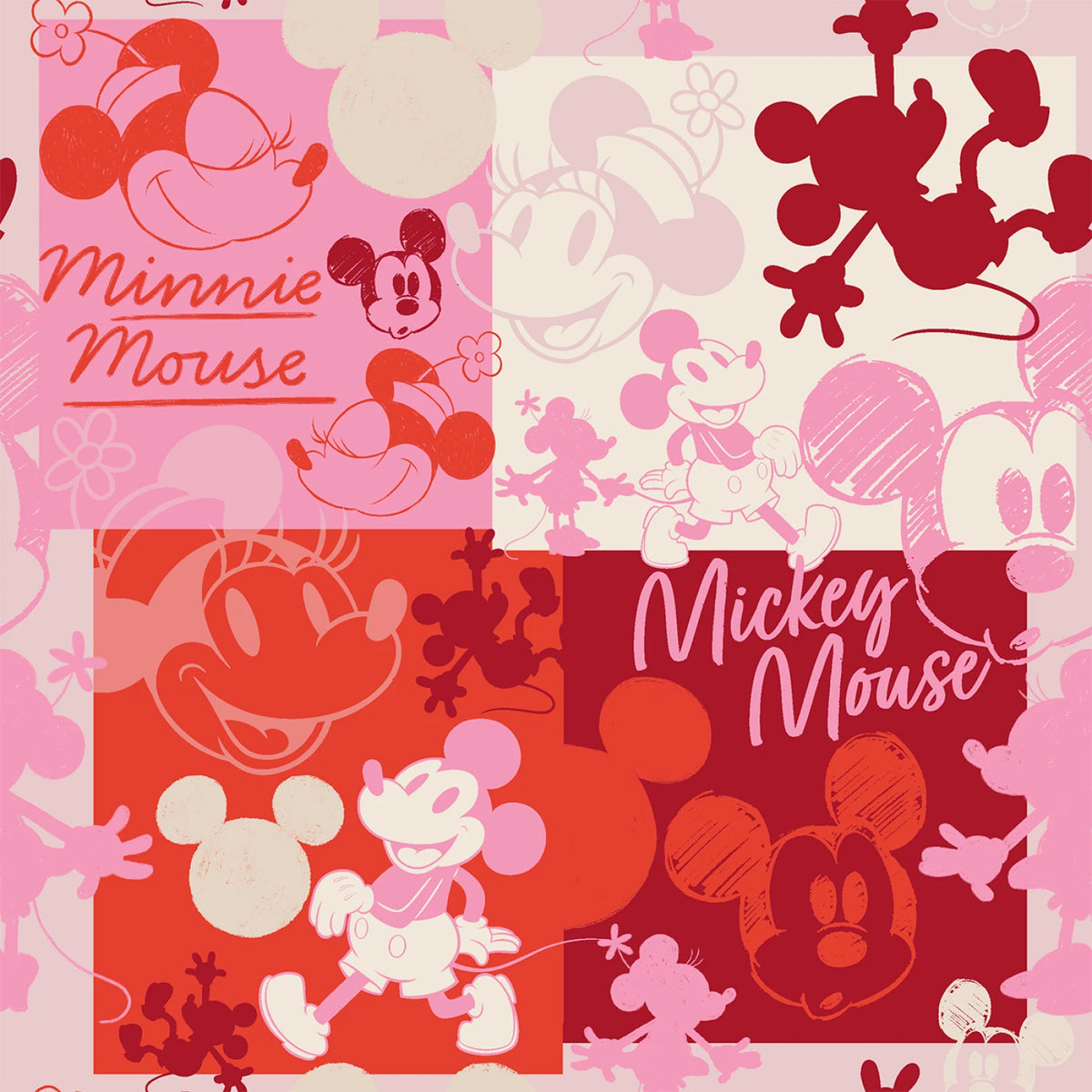 MICKEY AND MINNIE PINK BOXES 80470-A62028 HALF YARD