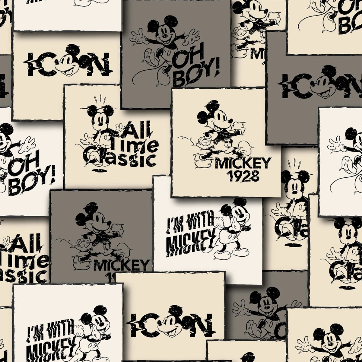 VINTAGE MOASIC MICKEY MOUSE SPRINGS CREATIVE 80474-A62028 HALF YARD