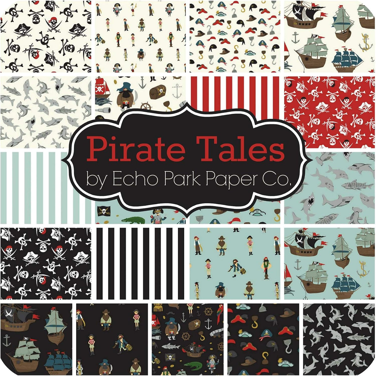 Pirate Tales Main Black C9680-BLACK Echo Park Paper Riley Blake Half Yard