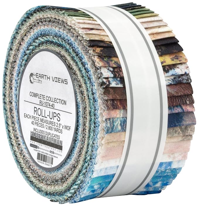 Earth Views Roll Up 2.5" Strips Jelly Roll Karen Nyberg RU-1074-40 Robert Kaufman