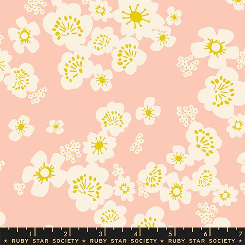 Paper Cuts 2 All Hana Double Gauze Retro Hawaiian Peach Blossom Ruby Star RS1128 12DG Half Yard
