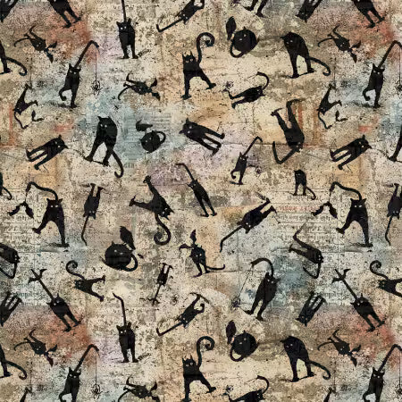 Scary Spice 8824S-34 Sepia Scaredy Cats Funny Girl Studio E Half Yard