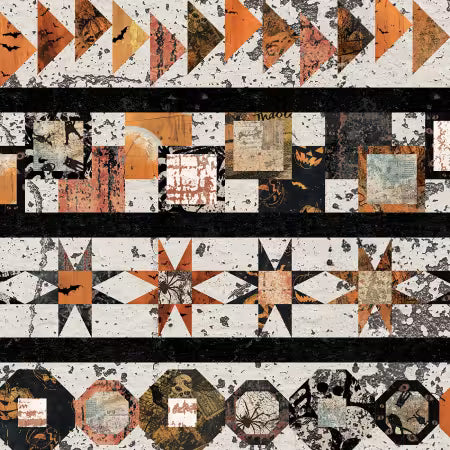 Scary Spice 8831S-34 Sepia Quilt Blocks Border Funny Girl Studio E Half Yard