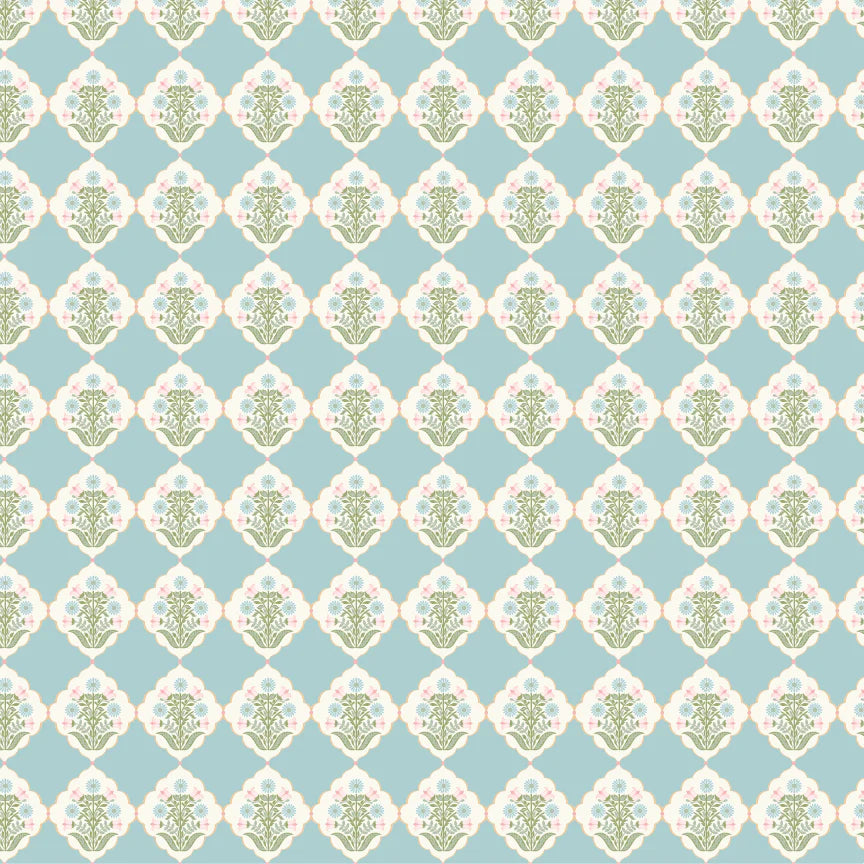 Pemberley Park PE261205 Emma Jayne Blue Lori Woods Poppie Cotton Half Yard
