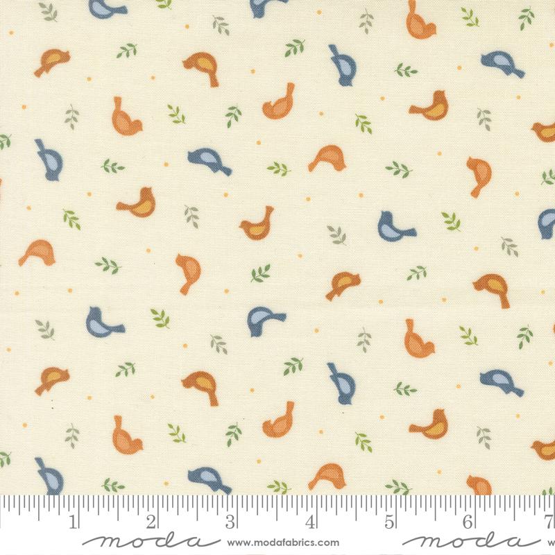 Family Tree Tossed Birds Warm White 56164 11 Deb Strain Moda Half Yard