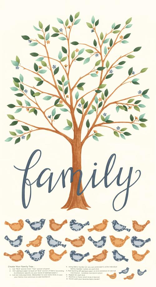 Family Tree Panel Warm White 56166 11 Deb Strain Moda