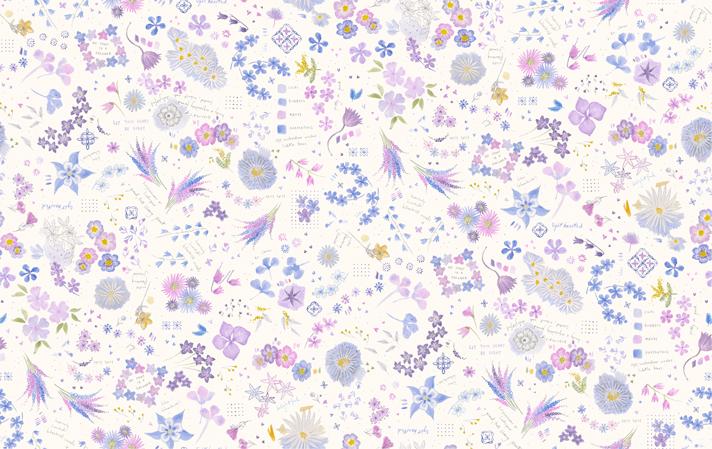 Delphinium Collage Snowdrop Janet Clare Moda 24659 11 Half Yard