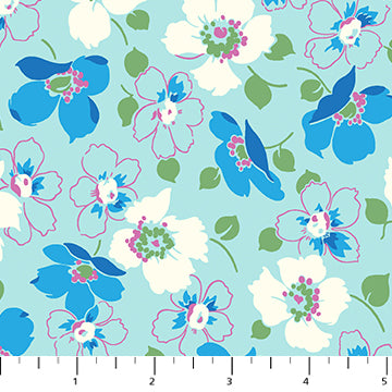 Full Bloom Grace Sky 91088-40 Heather Bailey FIGO Northcott Half Yard