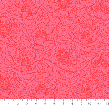 Full Bloom Peony Coral 91093-26 Heather Bailey FIGO Northcott Half Yard