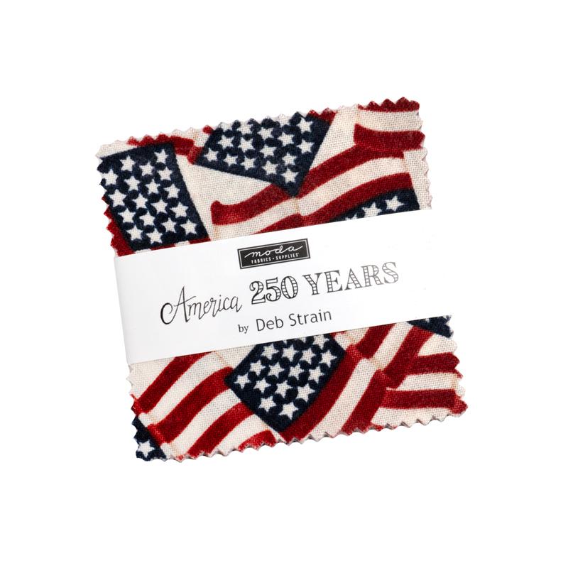 America 250 Years Mini Charm 2.5x2.5 Deb Strain MODA 56180MC 42 Asst Pieces