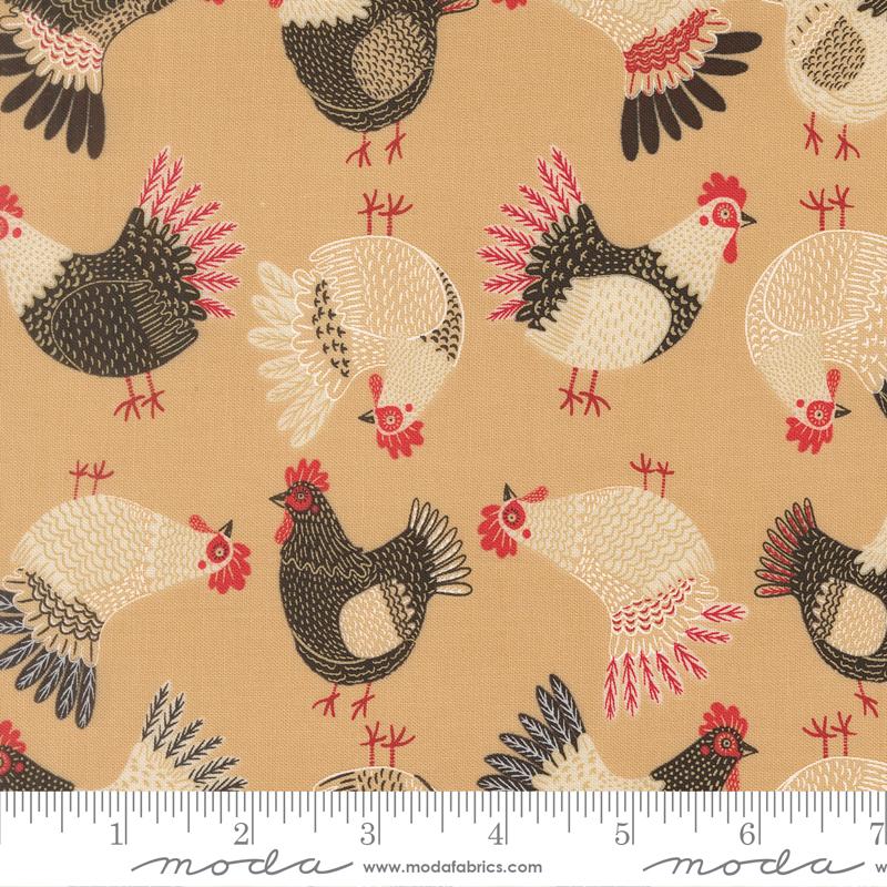 The Henhouse Tossed Chickens Hay Gingiber Moda 48433 13 Half Yard
