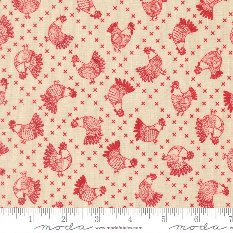 The Henhouse Chickens Red Gingiber MODA 43434 11 Half Yard