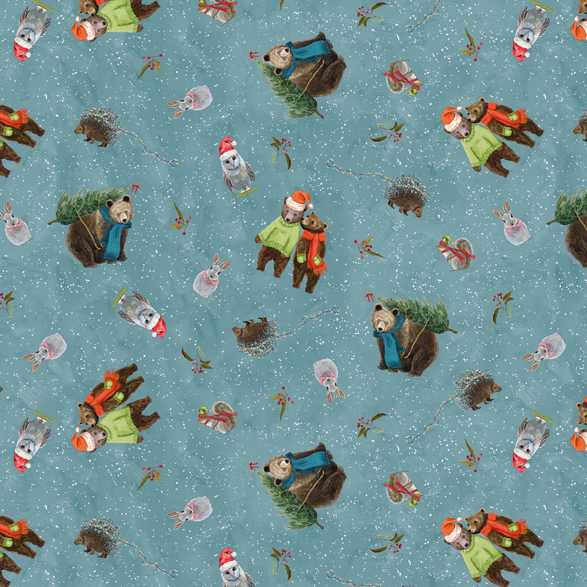 Holly Woods 9234S-79 Slate Woodland Toss Studio E Half Yard