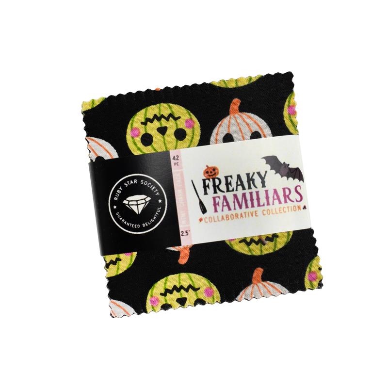 Freaky Familiars Mini Charm 2.5x2.5 Ruby Star MODA RS5190MC 42 Asst Pieces