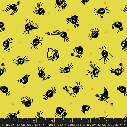 Freaky Familiars Spider Sense Novelty Spiders Bugs Ruby Star Citron MODA RS5191 12 HALF YARD