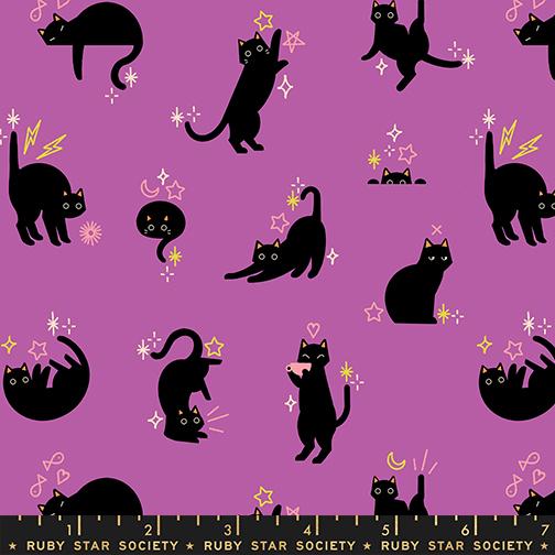 Freaky Familiars Catwalk Novelty Cats Chidlrens Ruby Star Witchy MODA RS5193 13 HALF YARD