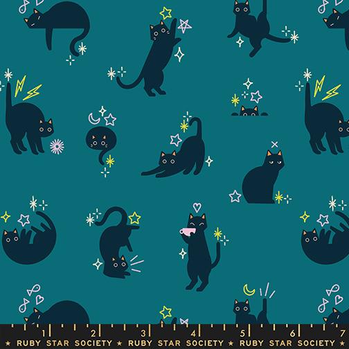 Freaky Familiars Catwalk Novelty Cats Chidlrens Ruby Star Storytime MODA RS5193 14 HALF YARD