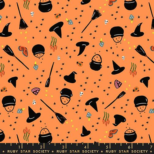 Freaky Familiars RS5195 12 Pumpkin Ruby Star Moda Half Yard