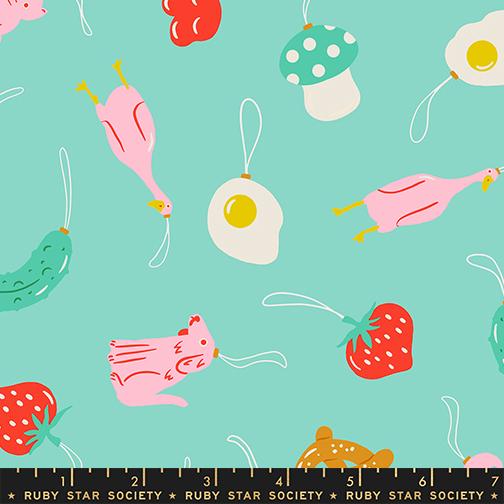 Merry Happy Find The Pickle Christmas Novelty Ornaments Kitsch Ruby Star Frost MODA RS3097 14 HALF YARD